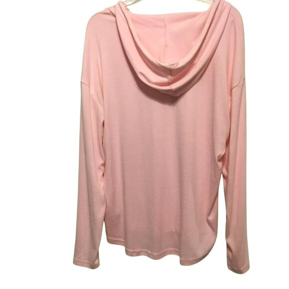 VVK Women's 2-Button Drop Shoulder Oversize V-Neck Hoodie Sz Large Light Pink - Picture 6 of 9